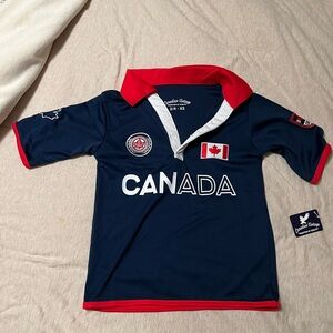 Kids Canada Jersey Polo Shirt - Navy and Red